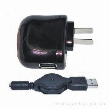 Charger, 5.0V DC, 1,000mA Output Voltage, Measures 55.3 x 33 x 81.8mm